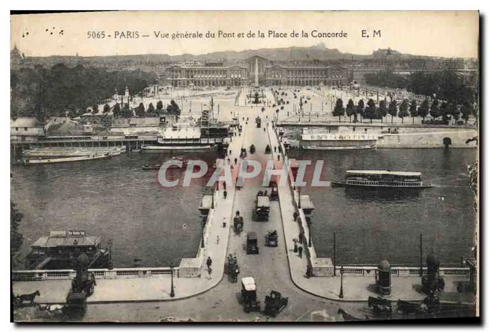 Paris — Allgemeiner Blick auf die Brücke und den Place de la Concorde — E. M. n° 5065 - Vorderseite