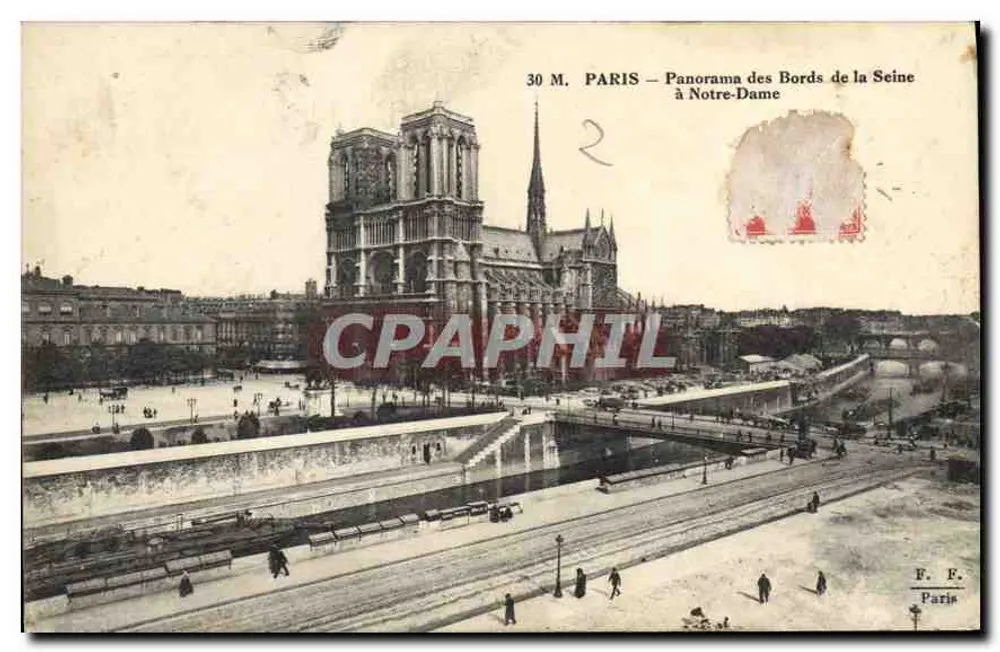 Paris — Panorama der Ufer der Seine bei Notre-Dame — F. E. Paris - Vorderseite