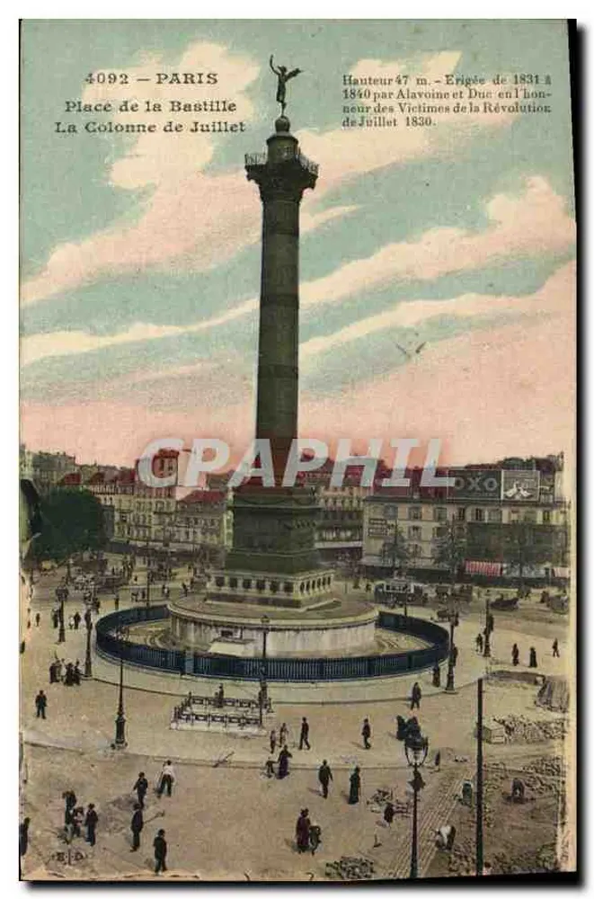 Platz der Bastille — Die Juli-Säule — n° 4092 - Vorderseite