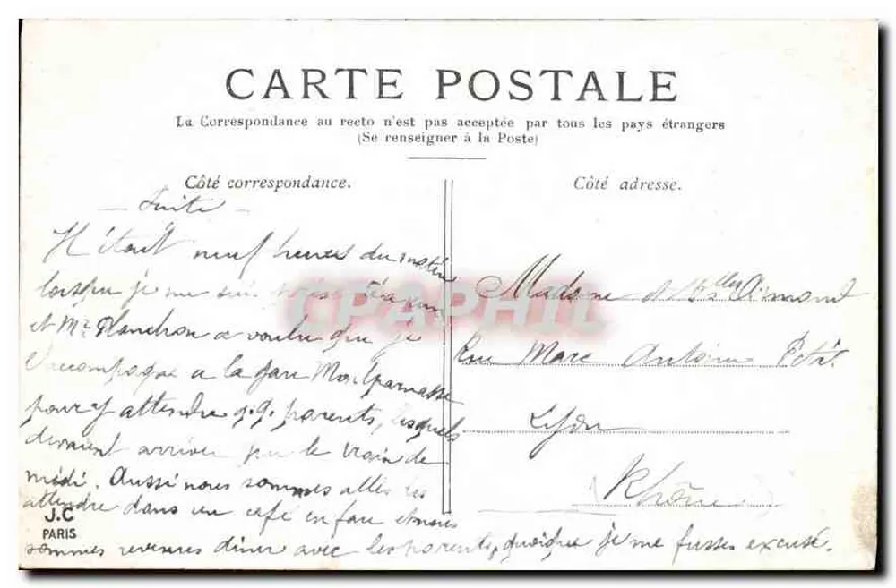 Paris — A Madeleine — J.C. Paris - Verso