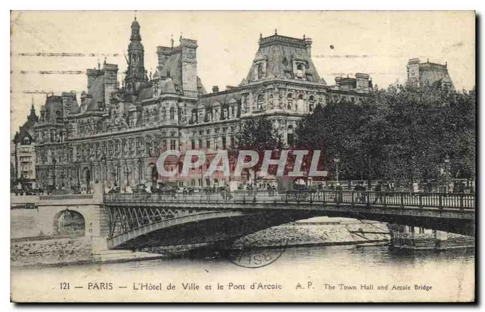 PARIS — Das Rathaus und der Pont d'Arcole — A.P. - Vorderseite
