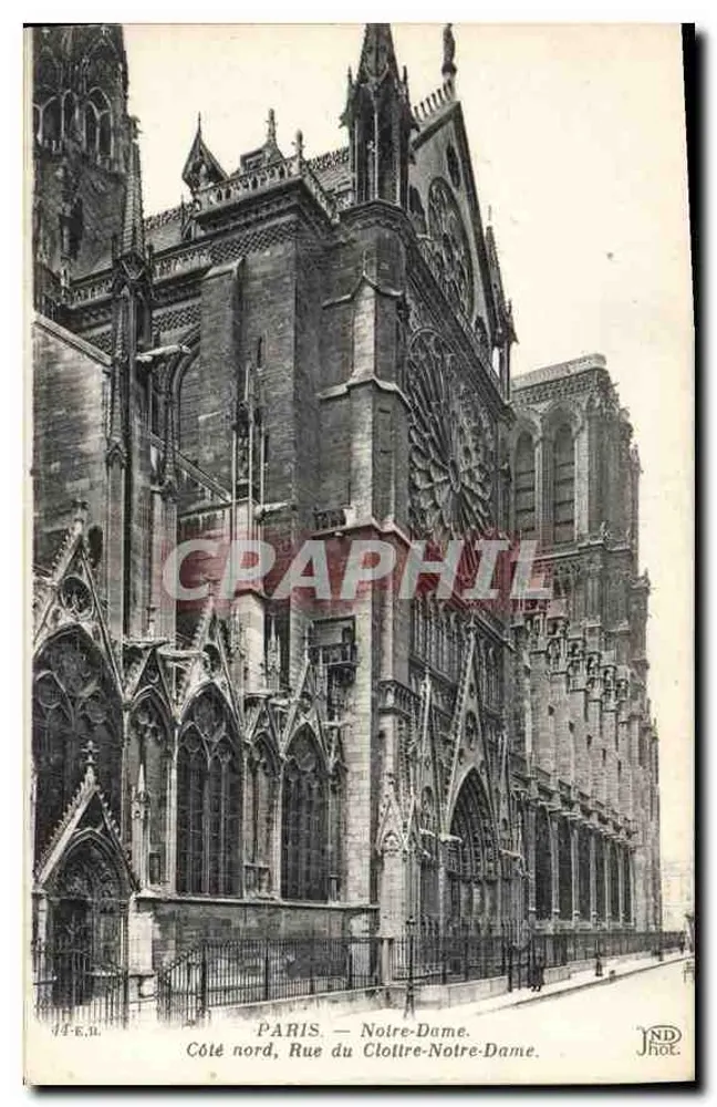 PARIS — Notre-Dame — Nordseite, Rue du Cloître-Notre-Dame — JND Phot. - Vorderseite