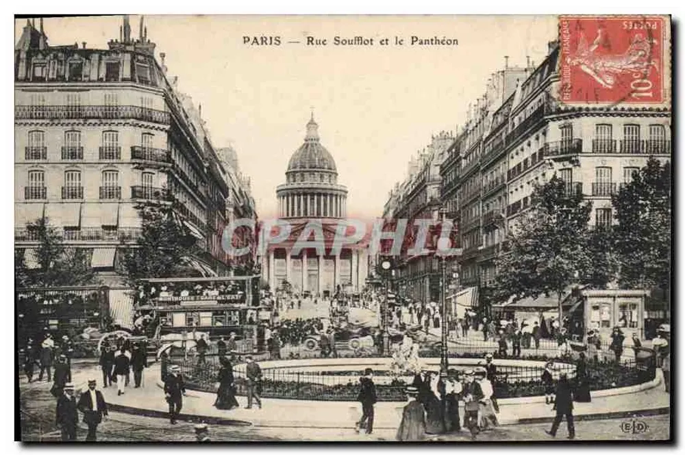 PARIS — Rue Soufflot y el Panteón — Editor E.P.D. - Anverso
