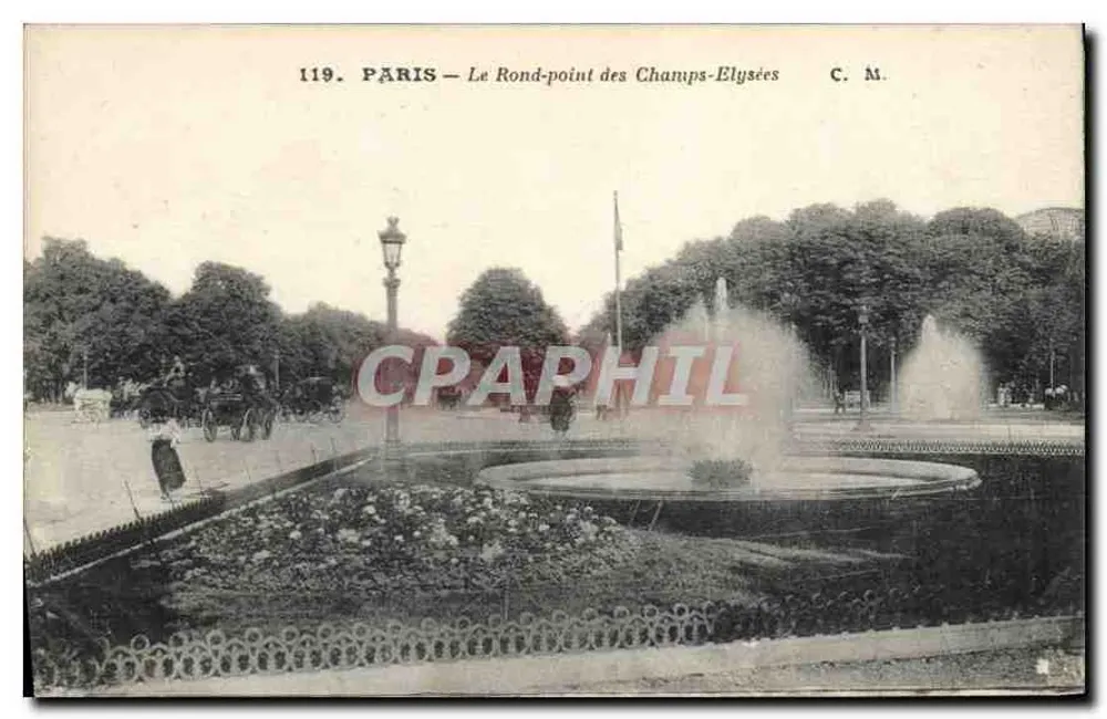 Paris — O Rond-point dos Campos-Élisée — C. M. n°119 - Frente