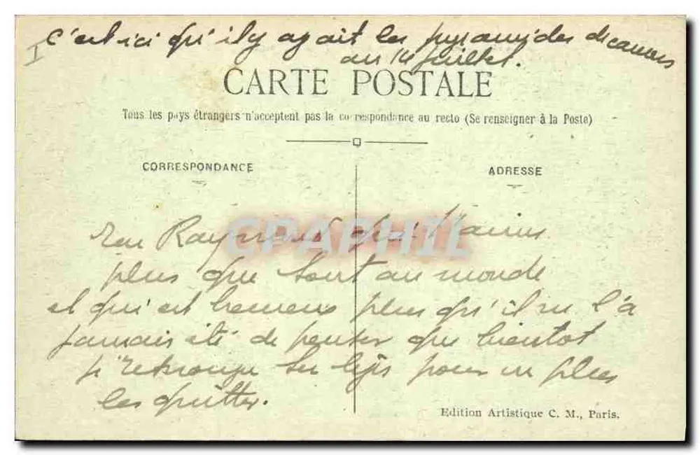 Paris — O Rond-point dos Campos-Élisée — C. M. n°119 - Verso