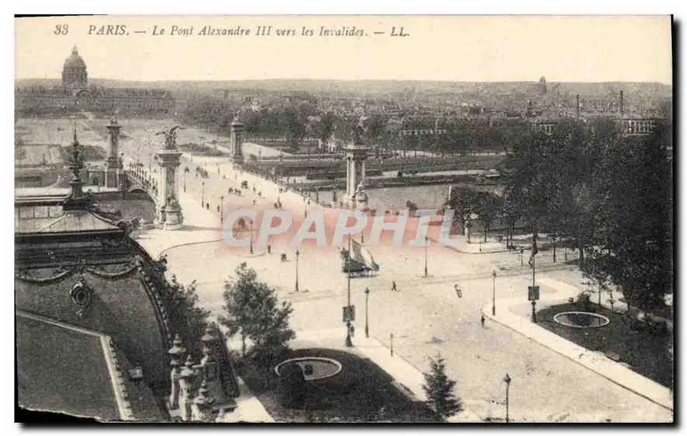 Paris — O Ponte Alexandre III em direção aos Invalides — LL. — n°33 - Frente