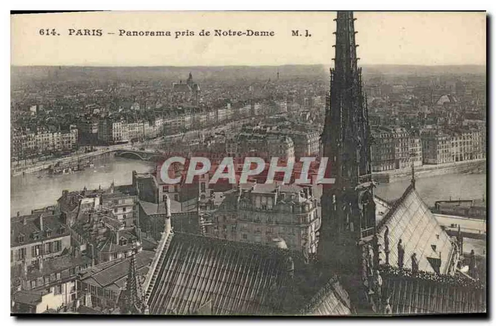 PARIS – Panorama tirado da Catedral de Notre-Dame — M.J. — n° 614 - Frente