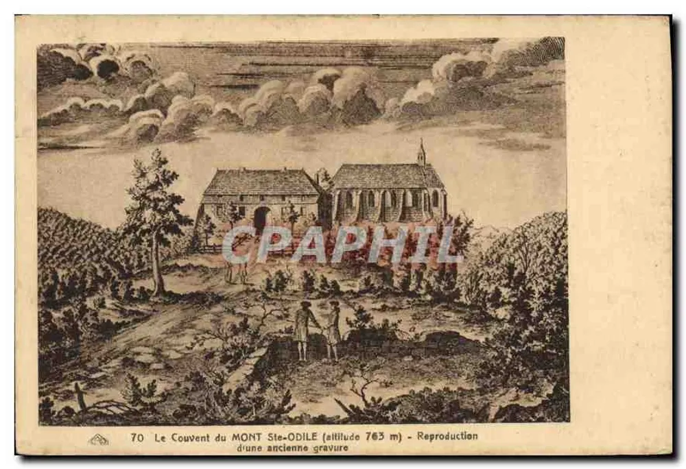 Das Kloster des MONT STE-ODILE (Höhe 765 m) — Nachbildung einer alten Holzschnitte — n° 70 - Vorderseite