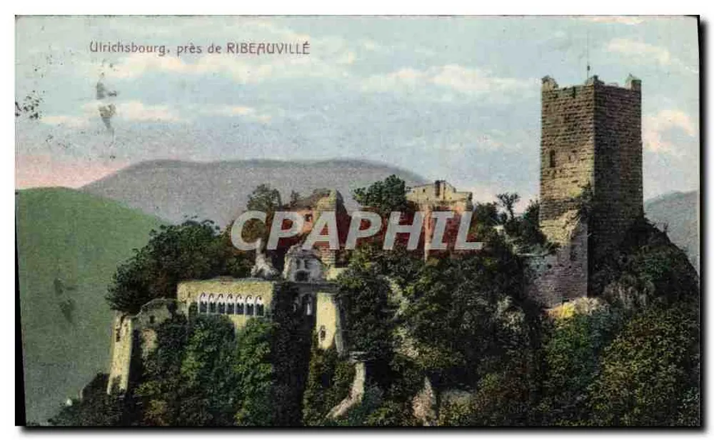 Castillo de Ülrichsbourg, cerca de Ribeauvillé — vista panorámica — editor no identificado - Anverso