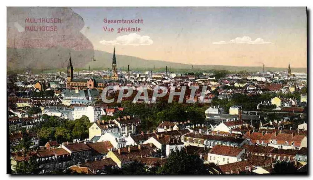 Mulhausen — Vista geral — editor Hartmann, Strasbourg, n° 1 - Frente