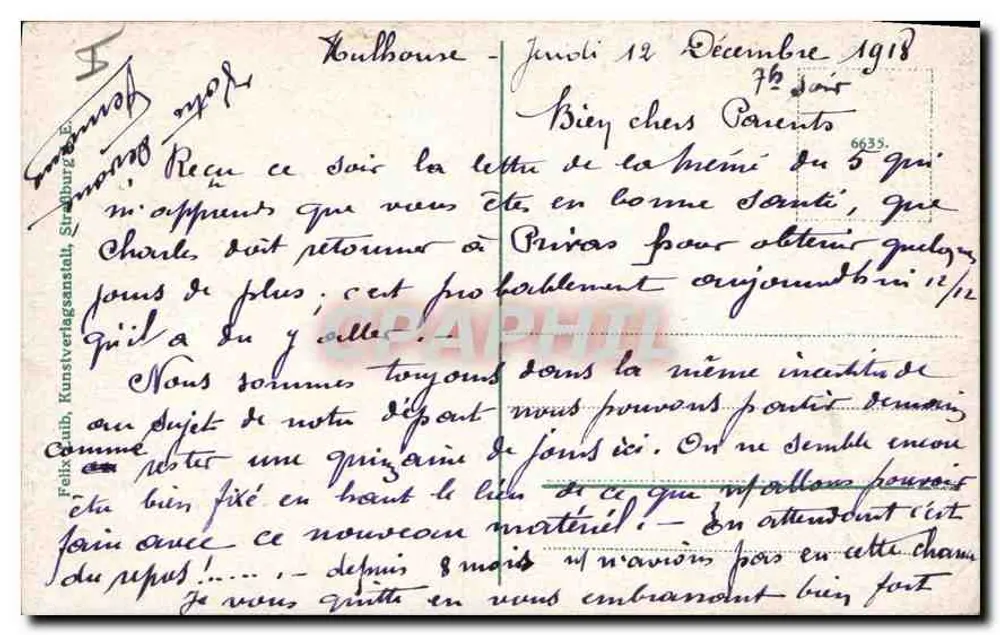 मुलहाउसन i. E. ईवैंगेलिक किर्चे — मुलहाउसन के प्रोटेस्टेंट टेम्पल — प्रकाशक फेलिक्स वर्लग्सएंस्टाल्ट, संख्या 6635 - पीछे