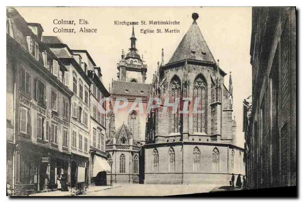 Colmar, Elzas — Kerk van Sint-Maarten — uitgever J. Küttel, Sülz-Geisweiler - Voorkant