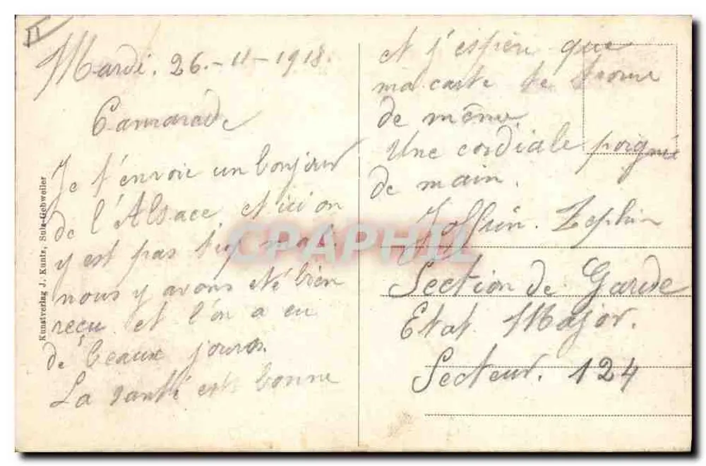 Colmar, Elzas — Kerk van Sint-Maarten — uitgever J. Küttel, Sülz-Geisweiler - Achterkant