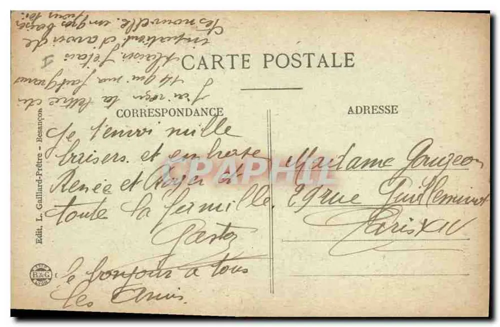 Les Rapides du Doubs — Grenze Frankreich-Schweiz vor dem Sturz — Ed. L. Gaillard-Fédré, n° 858 - Rückseite