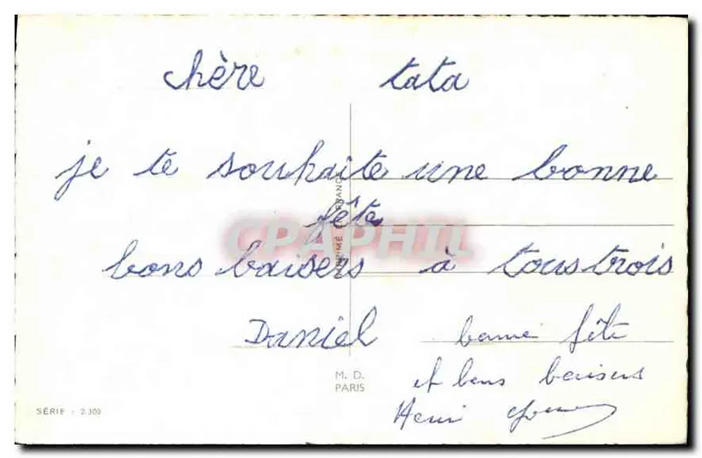 Tulpen — feestkaart — Serie 2.300, M. D. Paris - Achterkant