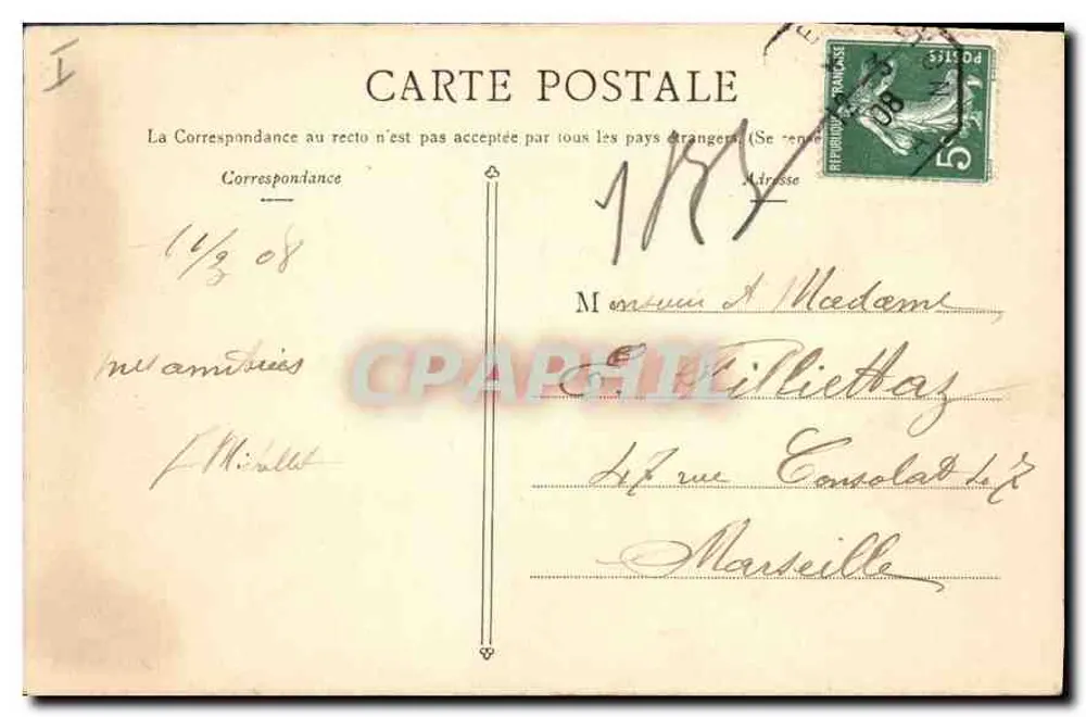 Lyon — Palácio de Justiça e Depósito — P. Martel — Lyon - Verso