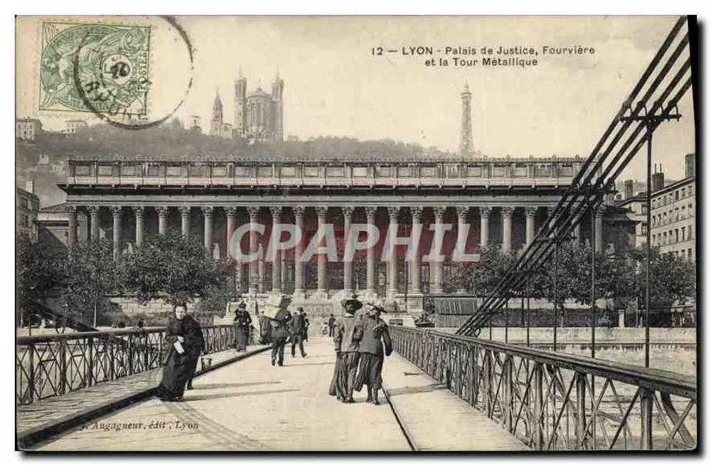 LYON - Palast der Justiz, Fourvière und die Metalltürme — J. Augagneur, Verlag, Lyon, Nr. 12 - Vorderseite