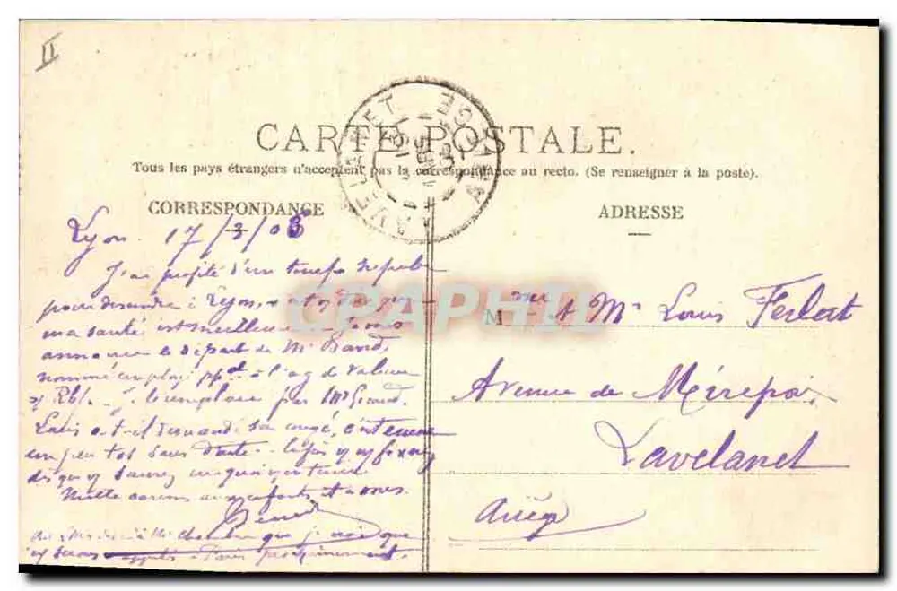 LYON — O Palácio de Justiça — J. Jarnet, Lyon - Verso