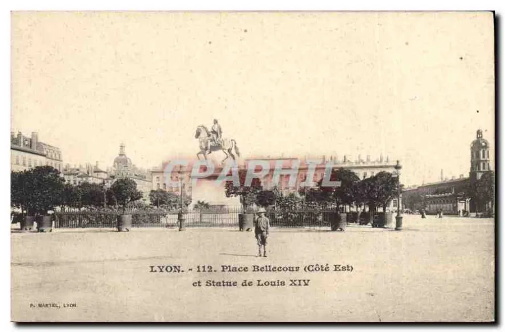LYON - Place Bellecour (Ostseite) und Statue von Ludwig XIV — P. Martel, Lyon, n° 112 - Vorderseite