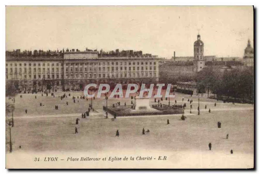 LYON — Place Bellecour et Église de la Charité — E.R. n°34 - Recto
