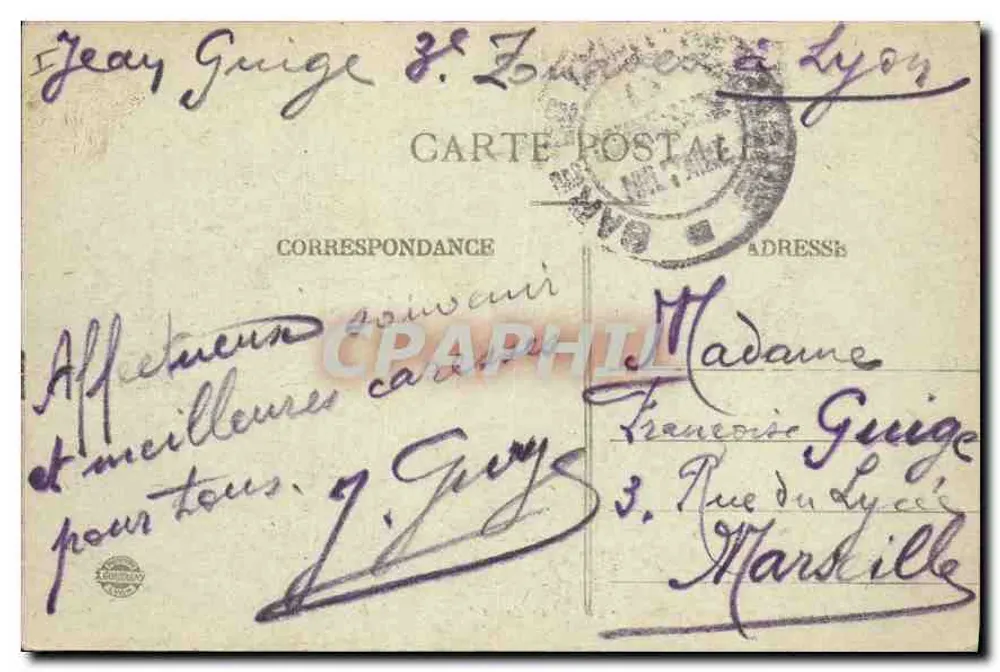 LYON — Place Bellecour et Église de la Charité — E.R. n°34 - Verso