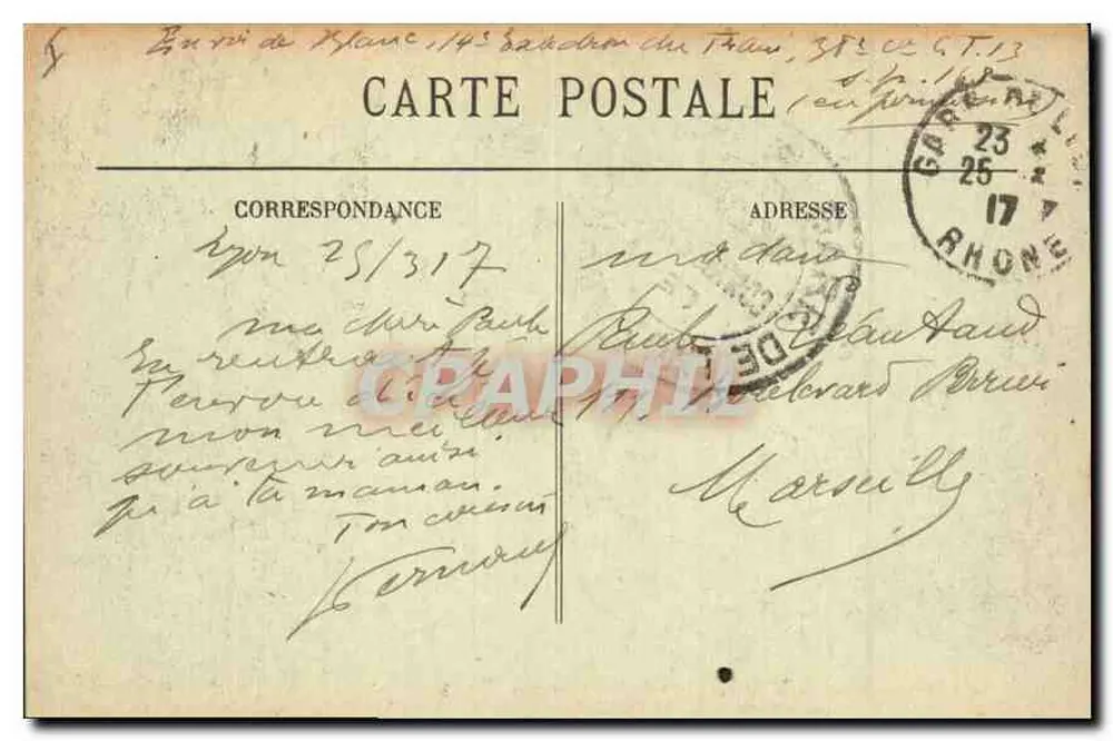LYON — Place Bellecour und Coteau de Fourvière — E.R. - Rückseite