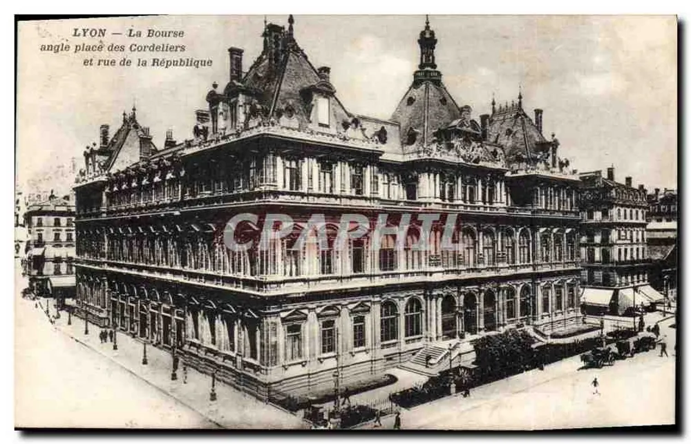 LYON — Die Börse — Ecke place des Cordeliers und rue de la République — Phototype M. Lescuyer, r. de Bompard-d'Ainay - Vorderseite