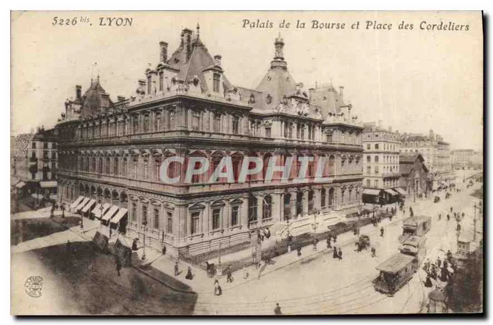 Palais de la Bourse und Place des Cordeliers — Lyon — anonymer Verlag, Nr. 5226 bis - Vorderseite