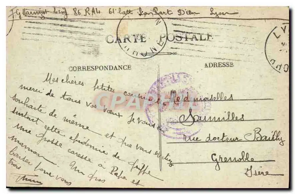 Palais de la Bourse und Place des Cordeliers — Lyon — anonymer Verlag, Nr. 5226 bis - Rückseite