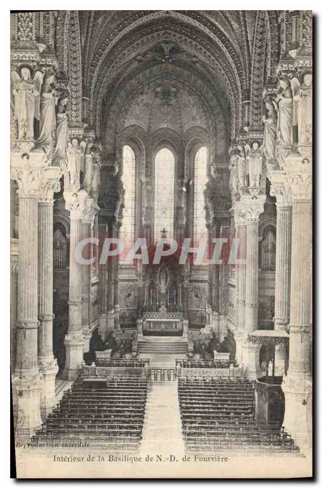 Interior da Basílica de Nossa Senhora de Fourvière — Lyon — editor: impr. L. Baudry - Frente