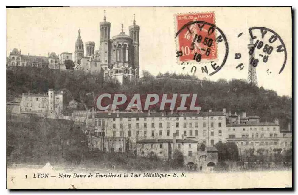 LYON — Notre-Dame de Fourvière und die Metalltürme — E. R. - Vorderseite
