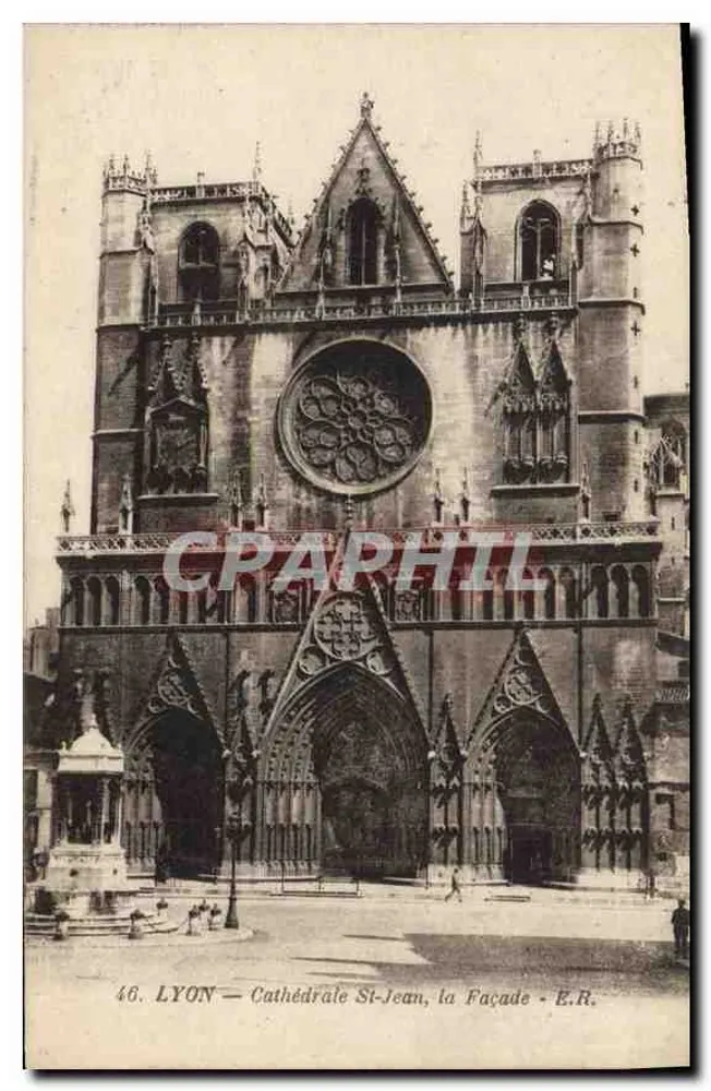 LYON — Catedral de São João, a Fachada — E.R. - Frente