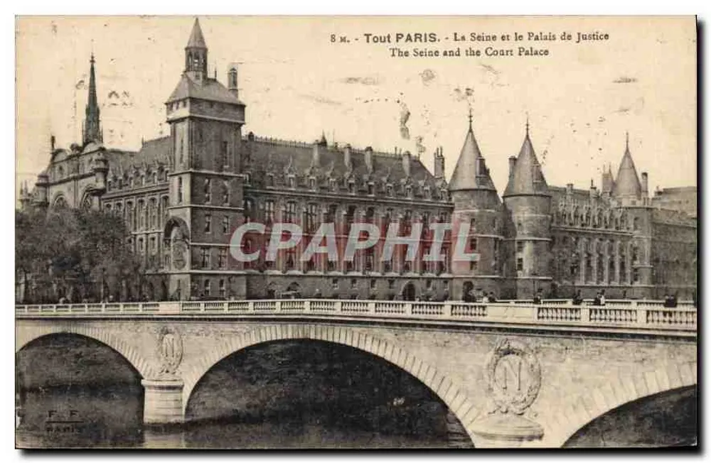 Paris - Die Seine und das Palais de Justice — Tout PARIS, Verlag F.F. Paris, Nr. 8 M. - Vorderseite