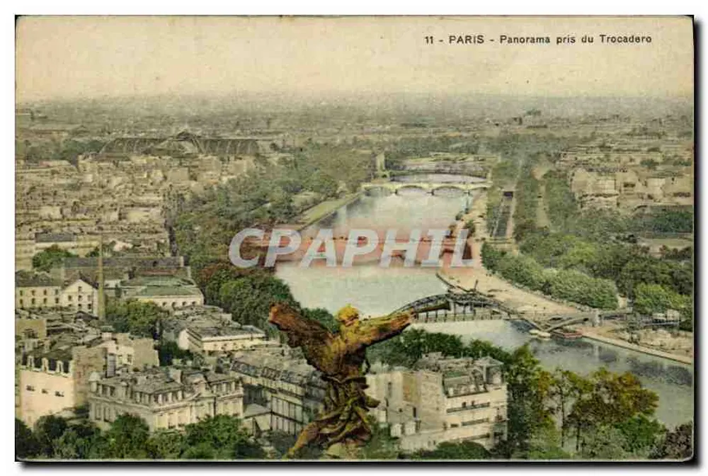 PARIS - Panorama tirado do Trocadéro — série 11 — editor impressor ilustrado Marselha - Frente