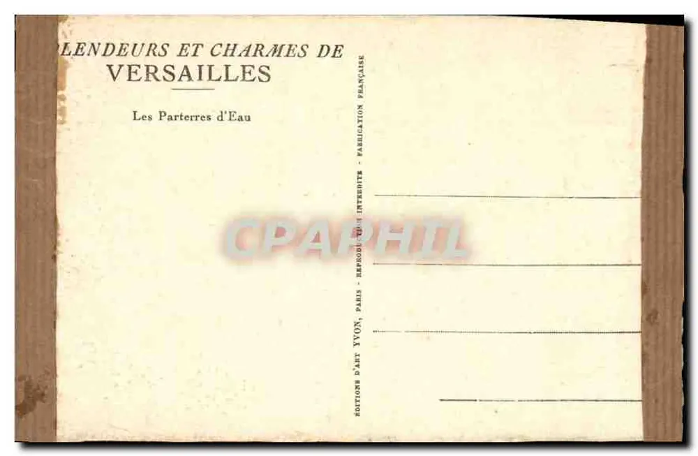 Os Parterres d'Eau — Versailles — Éditions d'Art Yvon - Verso