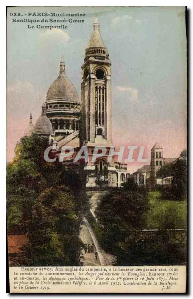 PARIS-Montmartre — Basilique du Sacré-Cœur, Le Campanile — J. Hanser, Paris - Vorderseite