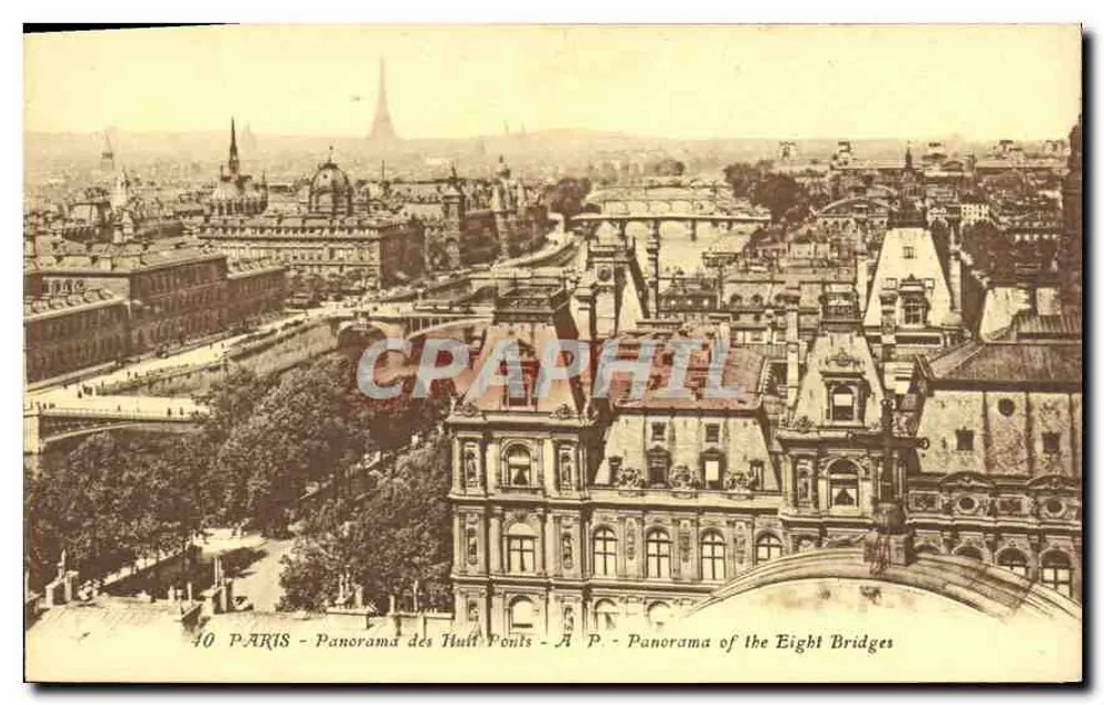 Paris - Panorama dos Oito Pontes - A. P. - Panorama of the Eight Bridges - Papeghin et Cormaunt, Paris - Frente