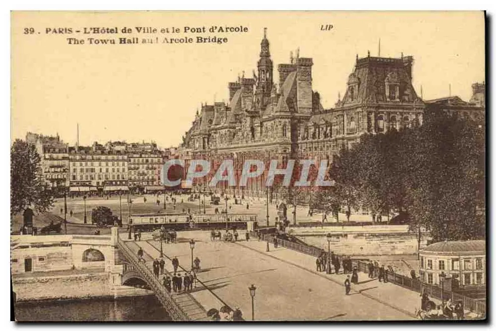 Paris - Das Rathaus und die Pont d'Arcole — Les Éditions Artistiques LIP, n°39 - Vorderseite