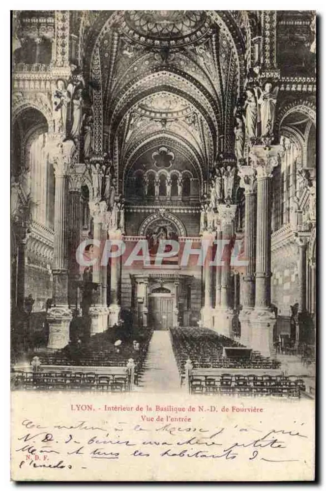 LYON - Innenansicht der Basilika Notre-Dame de Fourvière - Blick auf den Eingang - Vorderseite