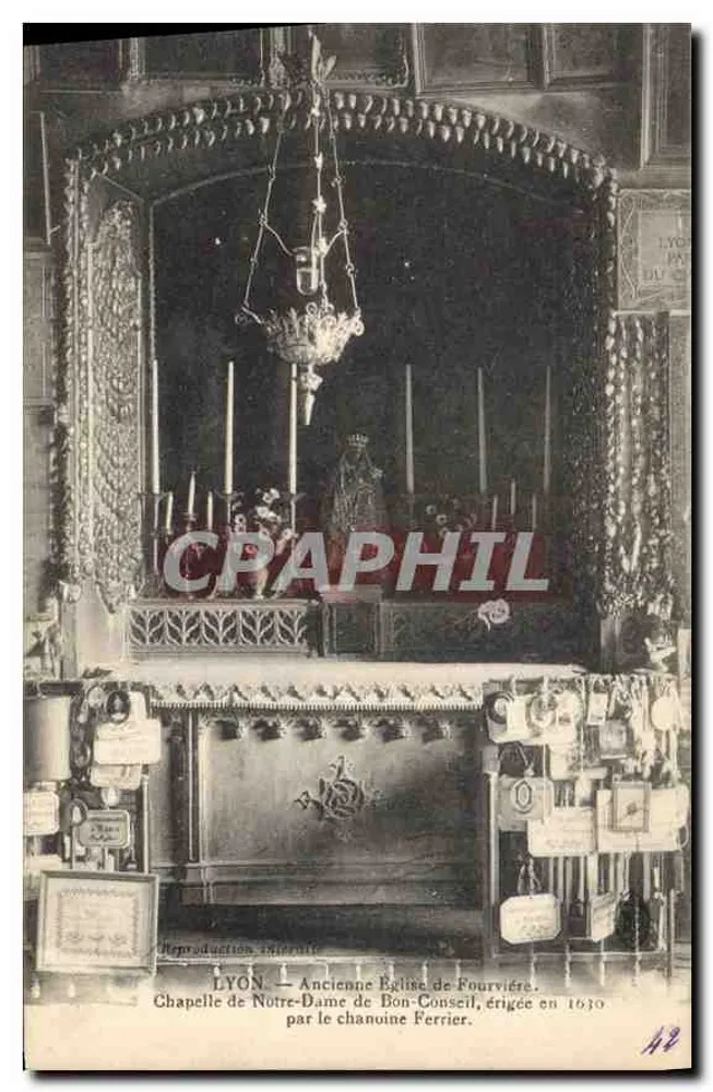 LYON — Ehemalige Kirche Fourvière. Kapelle Notre-Dame de Bon-Conseil, errichtet 1630 vom Kanonikus Ferrier - Vorderseite