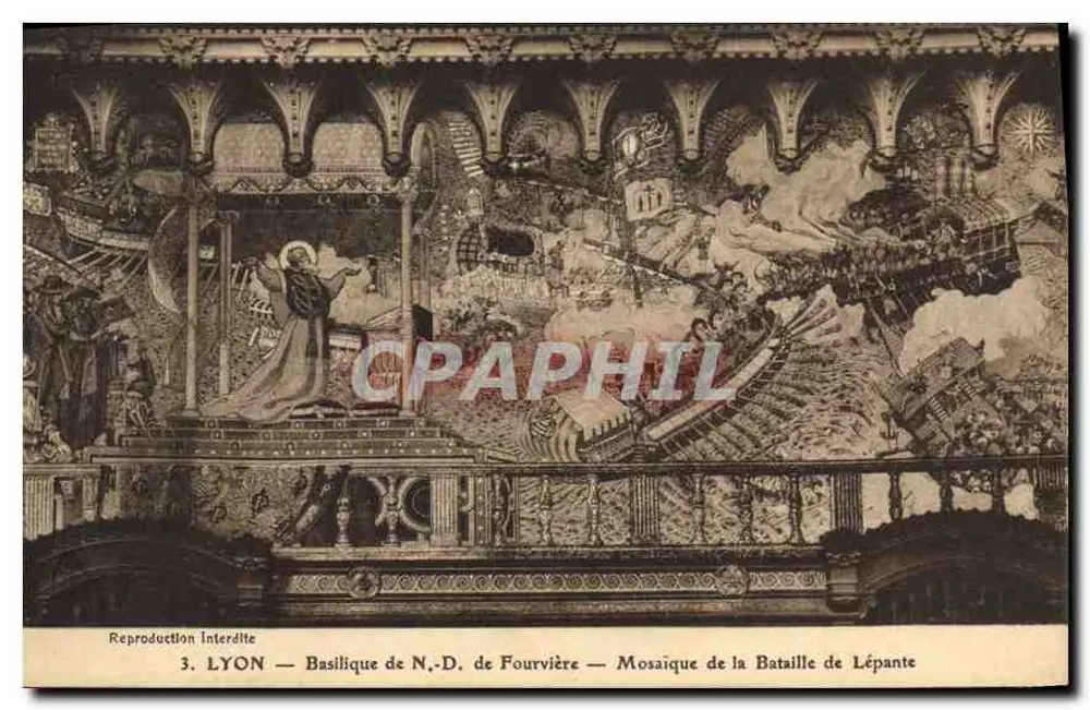 LYON — Basilika Notre-Dame de Fourvière — Mosaik der Schlacht von Lépante - Vorderseite
