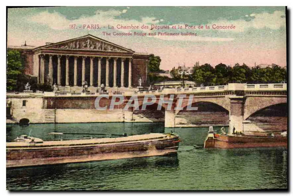 Paris - Die Kammer der Abgeordneten und der Pont de la Concorde — Phototypie Paris - Vorderseite