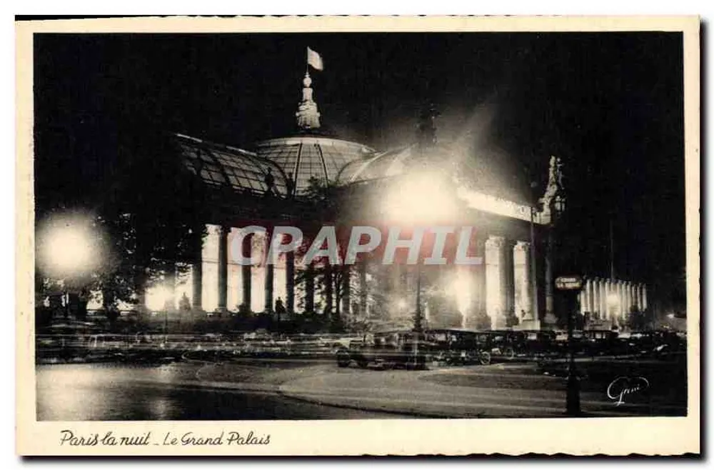 Tarjeta postal antigua Paris la nuit — Le Grand Palais — Photolux - Anverso