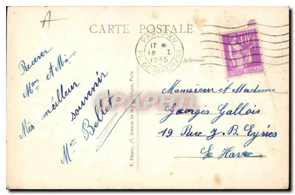Paris — A Torre Eiffel — Éditeur San, n°28 - Verso