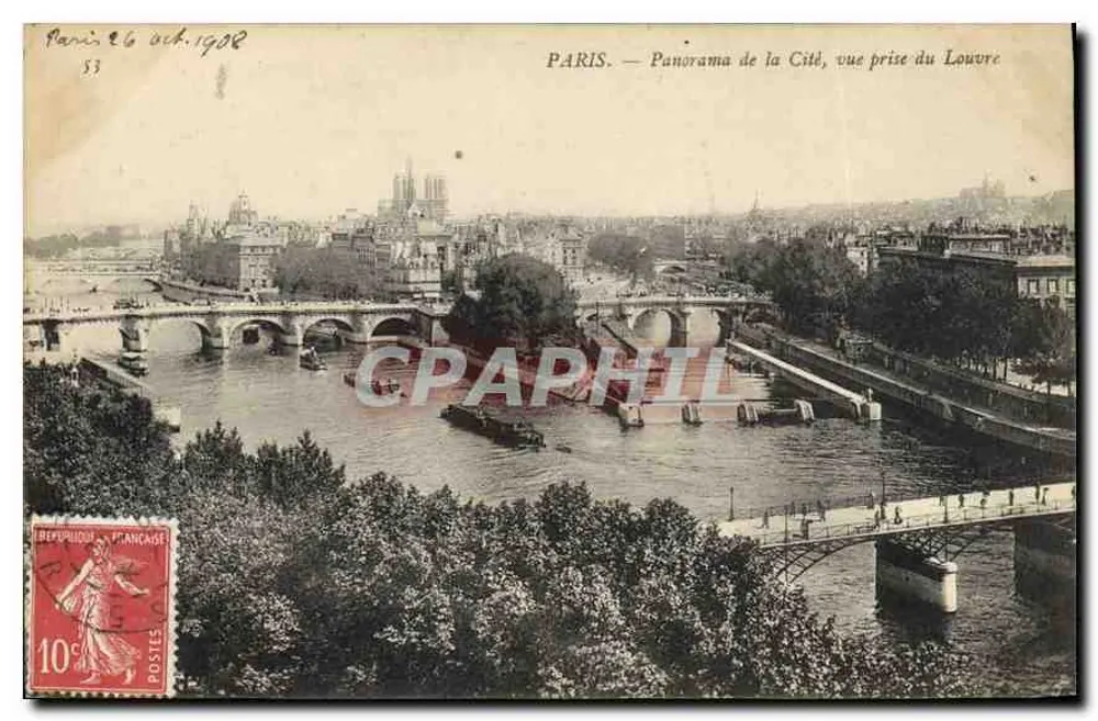 PARIS — Panorama der Stadt, Aussicht vom Louvre - Vorderseite