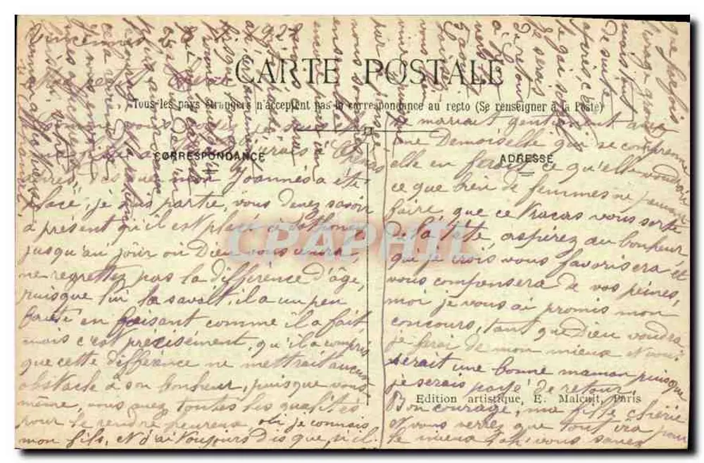 Paris — A Praça da República — E. M. n° 5036 - Verso