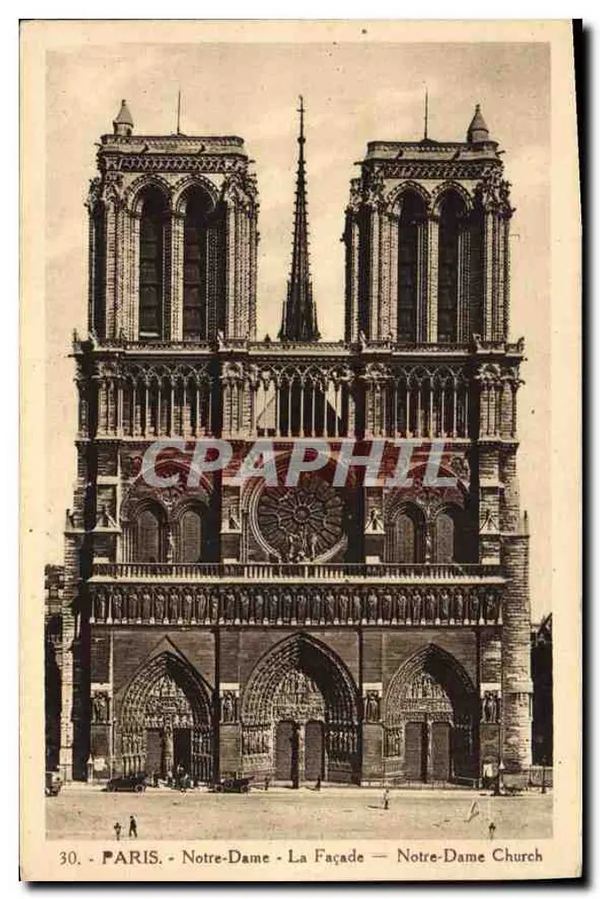 PARIS - Notre-Dame - A Fachada — Igreja de Notre-Dame — Edições Artísticas A.L. - Frente
