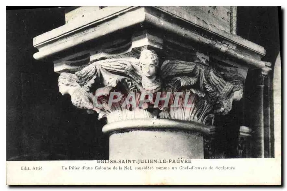 Igreja de São Julião o Pobre — Um Pilar de uma Coluna da Nave, Considerado um Obra-prima de Escultura — Edit. Attié - Frente