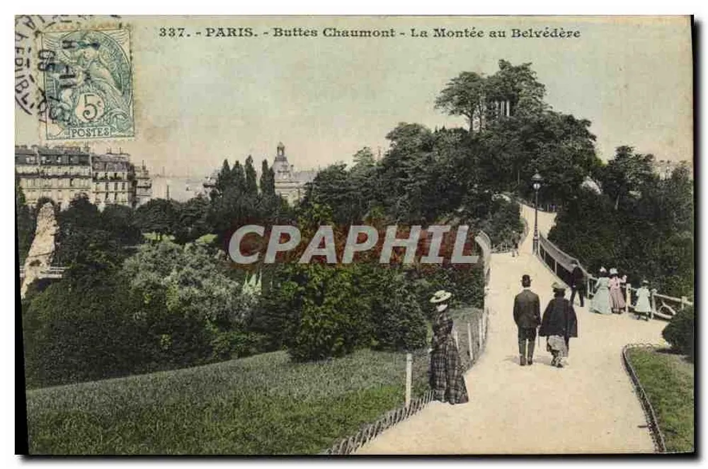 Paris - Buttes Chaumont - Die Aufstieg zum Belvédère — anonymer Verleger, Nr. 337 - Vorderseite