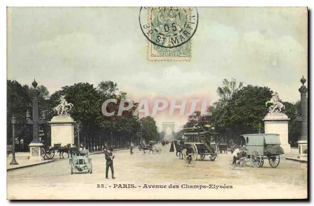 Paris — Avenida dos Campos Elísios — editor não identificado, n° 33 - Frente